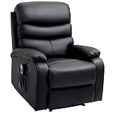 HOMCOM Manual Massage Recliner Chair Padding Single Sofa with Heat and Remote Control, 8 Massaging Points, Storage Pockets, PU Leather, Black