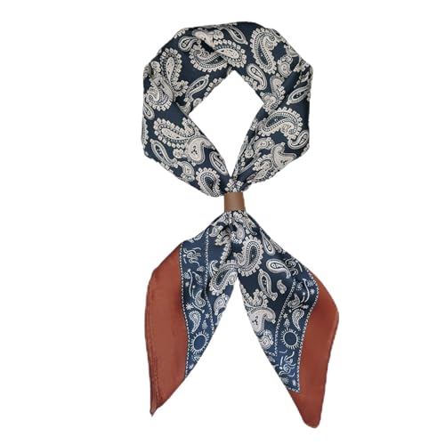 CYian Square Scarf for Men Silk Feel Neck Scarf Satin Bandana Neckerchief Lightweight Head Scarves Fashion Gifts for Men Formal Casual Business(Blue Orange)