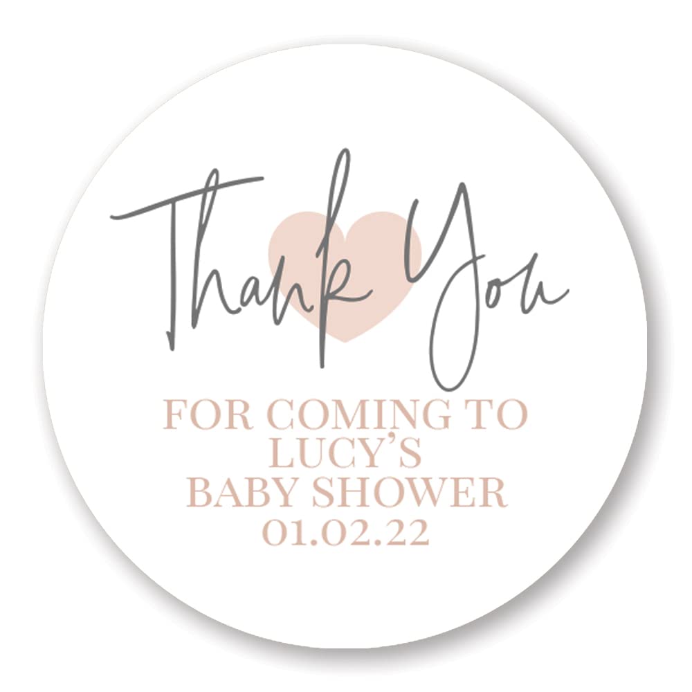 Personalised Thank You Favour Stickers for Baby Shower/Christening/Baptism in Pink or Blue (37mm (35 per Sheet), Blue)
