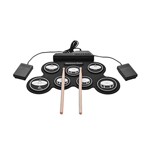 RUNCFB Set Batteria Elettronica Set Batteria Elettronica, Set Batteria Elettronica, Pad Batteria Elettronica Portatile - Altoparlante Incorporato Pad etichettati Touch avvolgibili digitali/2416