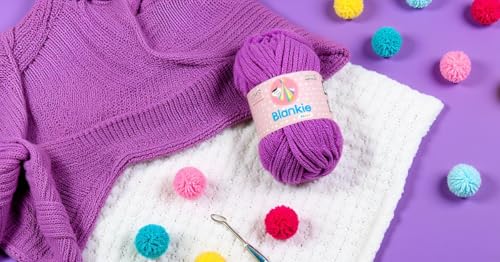 Image of M.G ENTERPRISE Knitting Yarn Thick Chunky Wool, Blankie Purple Plain 100 GMS Best Used with Knitting Needles-CN Art-BABJ