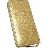 [ベルクート] ゴールド ダイヤモンドパイソン 長財布 メンズ レディース 財布 蛇革 蛇皮 ヘビ皮 へび皮 スネーク パイソン 本皮 本革 レザー 男性 ラウンドジップ ラウンドファスナー 長サイフ 大きい 大きめ 大型 大容量 派手 人気 ブランド サイフ 金 金色 1291397-F-002