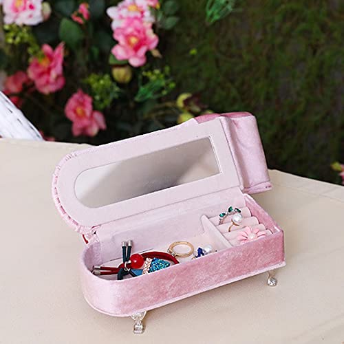 Boîte à Bijoux En Velours Rose Pour Fille - Avec Fermeture éclair - Compartiment Unique - Idéale Pour Voyage Et Rangement