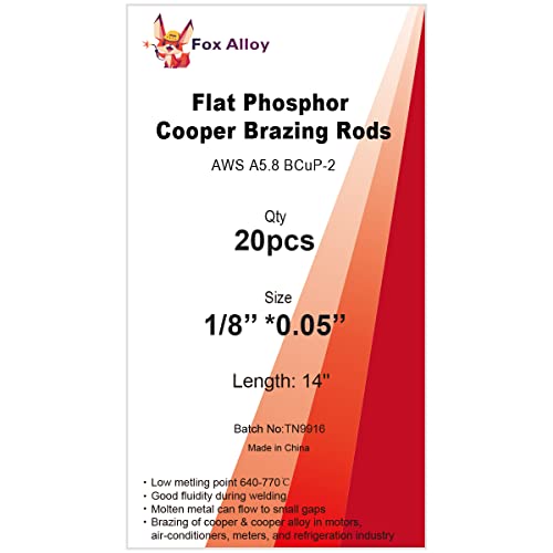 Copper Welding Rods 20 Pcs Flat Bar Tig Welding Sticks Copper Brazing Rods 0% Silver Phos 0.050"X1/8"X14" Arc For Air-Conditioners, Refrigerators And Freezers #TOP4