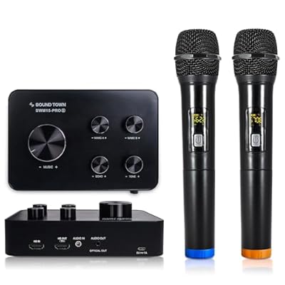 Sound Town 16 Channels Wireless Microphone Karaoke Mixer System, Supports HD ARC, Optical (Toslink), Smart TV, Media Box, PC, Bluetooth, Soundbar, Receiver, AUX (SWM15-PROS)