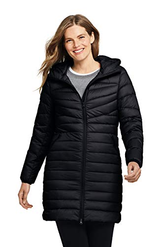 Lands' End Womens Ultralight Packable Down Coat Black Regular Large