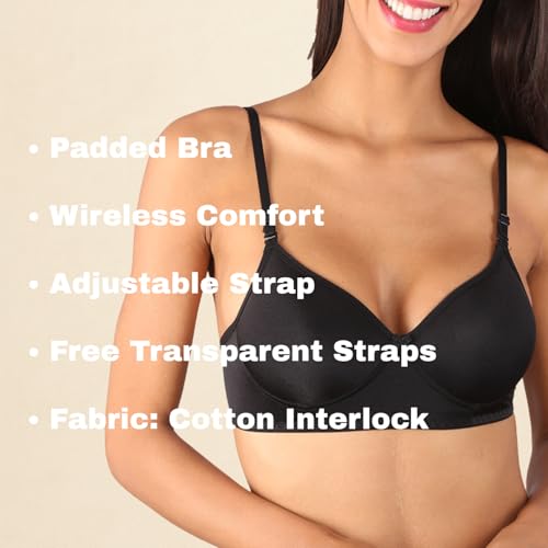 Image of Bralux Women's Cotton Based Non-Wired Padded T-Shirt Bra