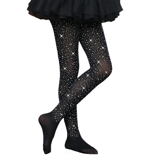 Image of VINICUNCA Girls Sparkle Rhinestone Tights Ultra-Soft Footed Dance Stockings Cospaly Accessories