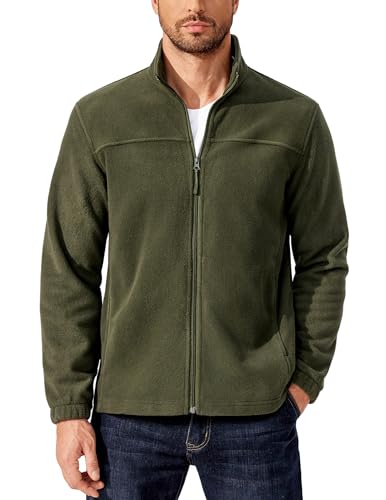Image of COOFANDY Mens Polar Fleece Jacket Lightweight Full Zip Jackets Outdoor Coat