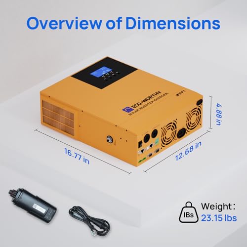 Image of ECO-WORTHY 3500W Pure Sine Wave Solar Inverter Charger,All-in-One 48V Solar Inverter 48V DC-120V AC,80A MPPT Solar Controller,for LiFePO4 /Lead Acid Battery,Off-Grid,Home Energy Storage