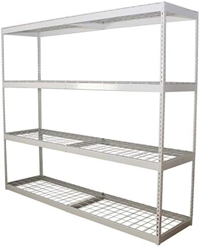 MonsterRax 24"x92"x84"Garage Shelving - Hammertone Bolted Shelving Rack - 500 Pounds Per Shelf High Grade Steel (24"x92"x84", White)