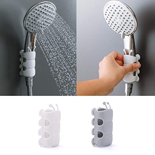 Shower Head Holder, 2 PCS Punch-Free Shower Head Wall Mounting Bracket Silicone Suction Cup No Drill Need for Marble Glass Metal Ceramic