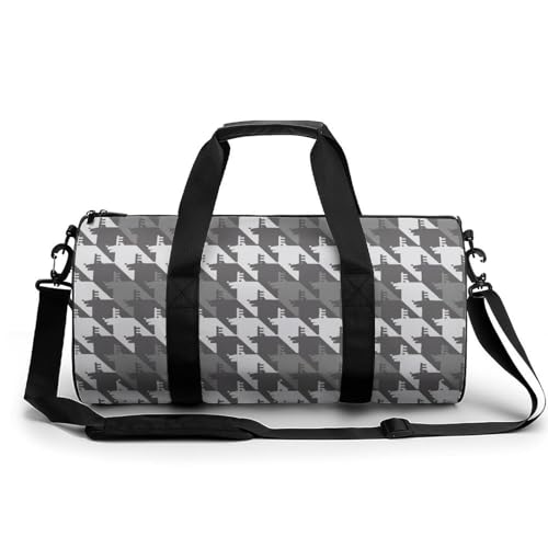 スポーツバッグ 千鳥柄 ボストン ジムバック シューズ収納 ドラムバッグ 大型ゴルフ 機内持込 靴入れ ヨガ トラベルダッフル 軽量 大容量 防水 メンズ レディース 乾湿分離 シューズポケット付き