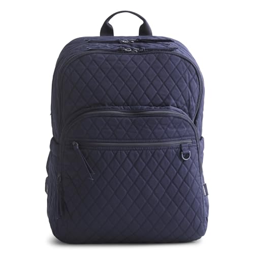 Image of Vera Bradley Women's Premium Cotton Large Bancroft Backpack, Peacoat, One Size