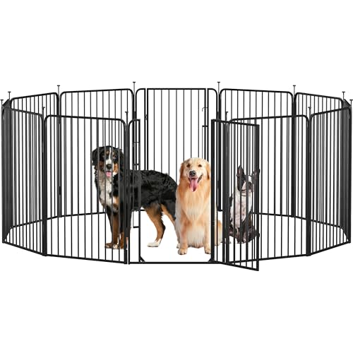 Yaheetech Recinto per Cani 12 Pannelli 100 cm da Interno da Esterno, Cancelletto Box per Cane Gatti, Cancello Recinzione Barriera Pieghevole in Metallo per Casa Giardino