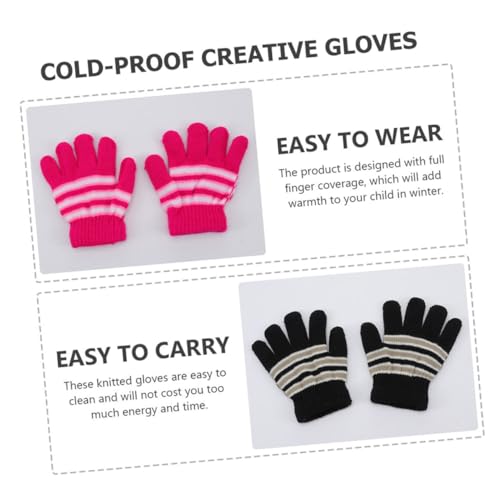 SAFIGLE 6Pairs Warm Knitted Gloves for Years Full Finger Design Unisex Stripe Pattern Easy to Wear Clean for Cold Weather Use3