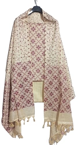 Image of HAIDER ALI Handloom Cotton Silk Screen Print Unstitched Suit Set for Women with Dupatta | Salwar Suit Dress Material for Women & Girls 01