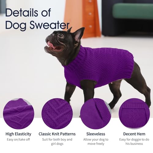 IECOii Hunde Pullover für große Hunde,XXL HundePullover WarmePullover Weste für den Winter,Strickhunde Pullover Hund Sweatshirt für großeHunde Junge Mädchen,Golden Retriever,Pitbull,Lila,2XL