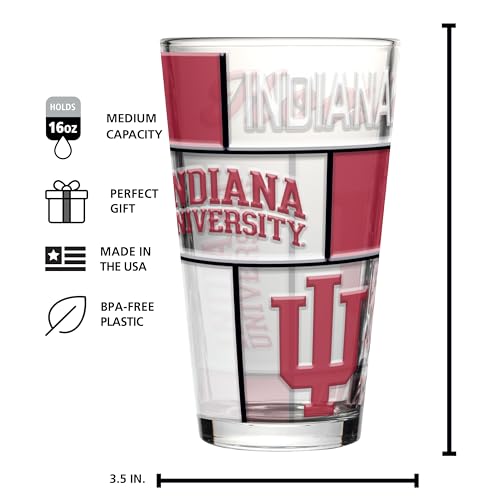 Image of Logo Brands NCAA oz Stained Glass Pint Glass - 3D Embossed Logo & Bold Team Colors - Durable Sports Fan Beer Glass for Home, Bar & Tailgates