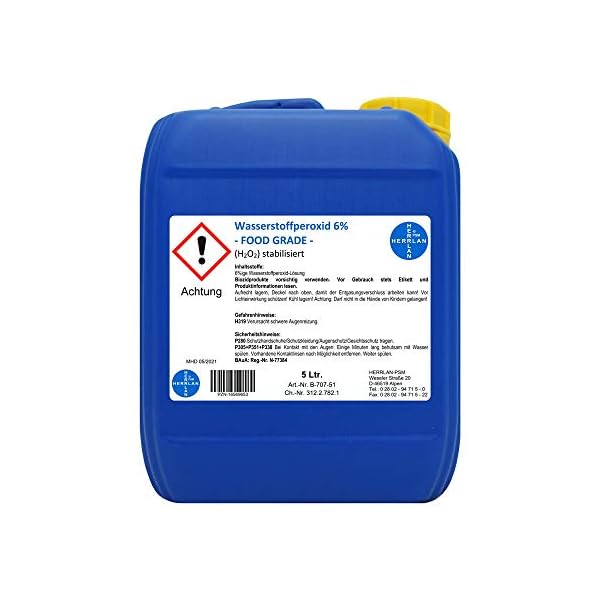 Wasserstoffperoxid 6% FOOD GRADE I 5 Liter I stabilisiert I Kanister I PZN-16569653 I Herrlan Qualität I Made in Germany