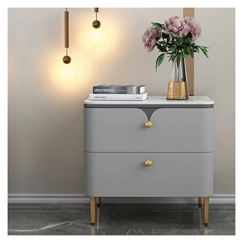 Mesilla de noche Mesitas de noche, mesa auxiliar con cajón de almacenamiento y patas doradas de metal, mesitas de noche modernas de madera for muebles de dormitorio y sala de estar (gris) Mesilla de n