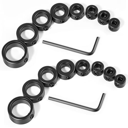2 Sets Drill Bit Stop Collar Set Drill Bit Depth Stop Collars Metal Shaft Screw Collar Includes: 1/8 3/16 1/4 5/16 3/8 7/16 1/2 and 5/8 with Allen Wrench