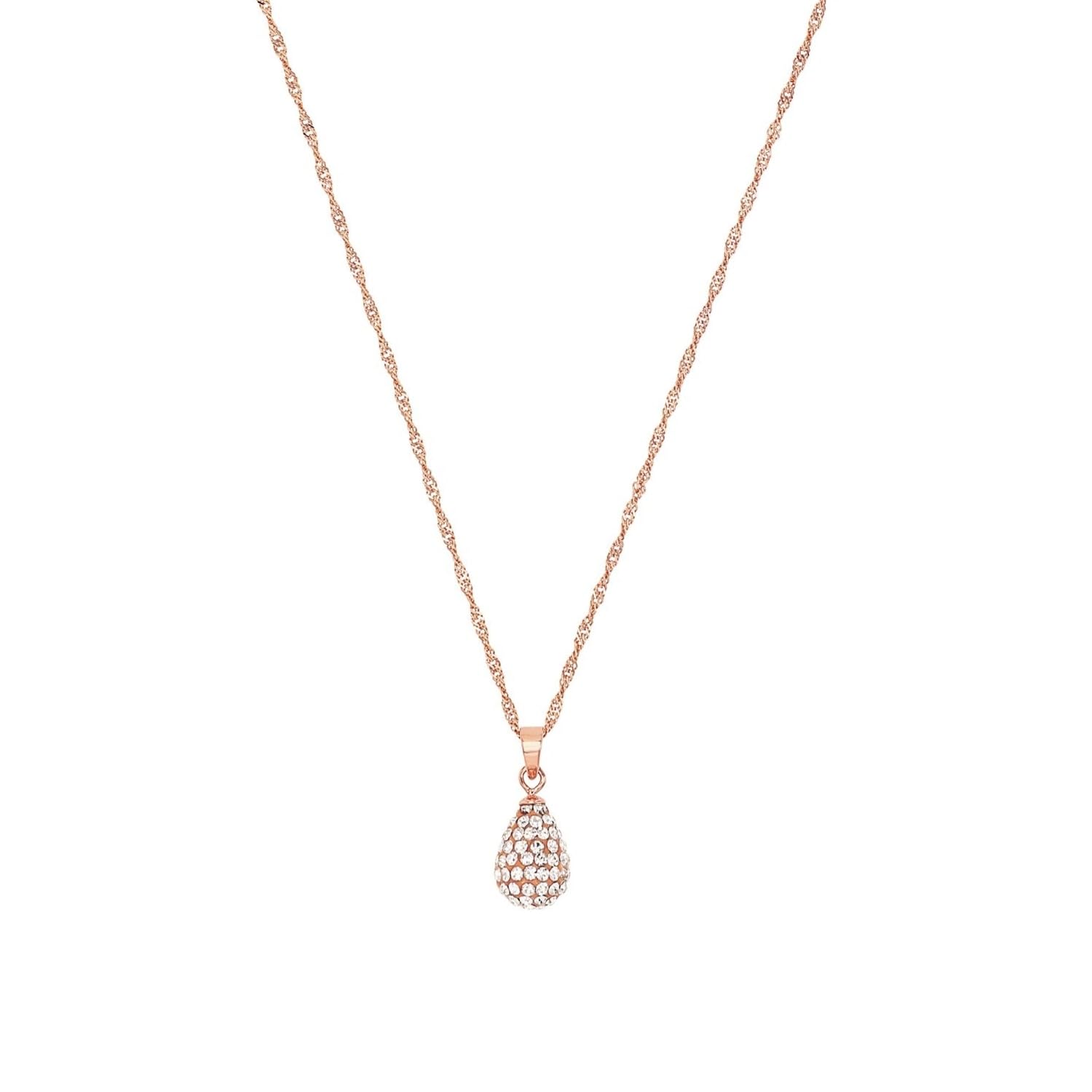 Amor Kette mit Anhänger 925 Sterling Silber Damen Halsschmuck, mit Kristallglas, 42 cm, Roséfarben, Kommt in Schmuck Geschenk Box,