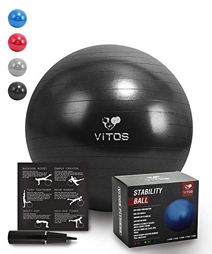 Greatest Product Vitos Anti Burst Exercise Yoga Ball | Extra Thick Non Slip Supports 2200LB for Fitness Stability Birth Balance Pilates Workout Guide Quick Pump Included Professional Quality Design (Black, 75 cm) Product Deal Vitos Anti Burst Exercise Yoga Ball | Extra Thick Non Slip Supports 2200LB for Fitness Stability Birth Balance Pilates Workout Guide Quick Pump Included Professional Quality Design (Black, 75 cm)