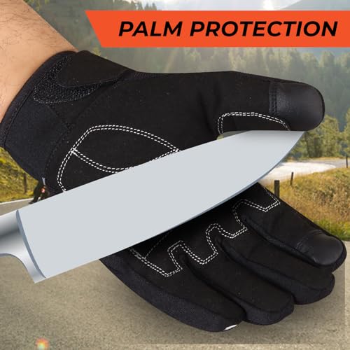 Katx Protective Motorcycle Motorbike Gloves Men Women, Knuckle Leather Armoured Gloves Lining for Scooter Motocross ATV MTB Riding Casual Racing Gear (S, Black) - Image 4
