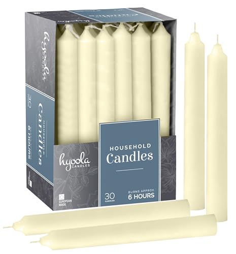 Bougies coniques ivoire Hyoola 180 mm non parfumées pour décoration de table