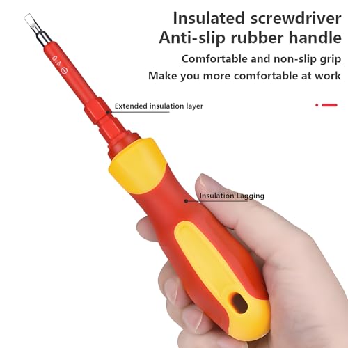 Image of Insulated Screwdriver Set for Electricians - Ergonomic Handle, Magnetized Tips, Durable for Electrical Work, Receptacle & Outlet Screwdriver, Multi-Tool (29 in 1)