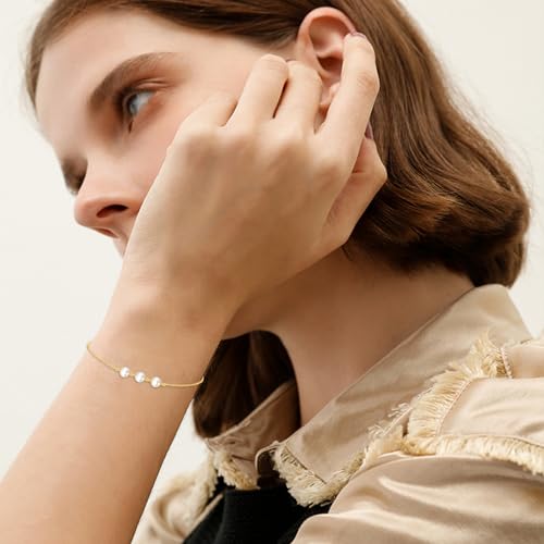 KECHO 14K Gold Freshwater Pearl Bracelet 14K Solid Gold Pearl Jewelry Anniversary Birthday Gifts for Women2