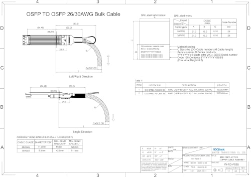 Image of 10Gtek 800G OSFP to OSFP Active Copper Cable, 26AWG, 5-Meter