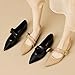 Zeberfi Women's Leather Mary Jane Flat Shoes with Adjust Metal Buckle Fashion Closed Pointed Toe Shallow Mouth Slip On Comfortable Luxury Business Wedding Dress Shoes (Brown,9)