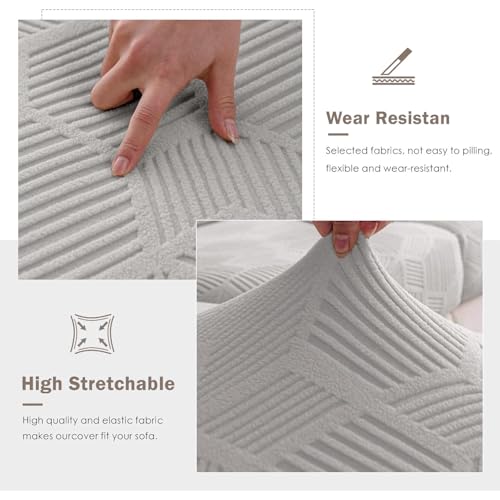 Housse de canapé stretch imperméable gris clair pour protéger votre angle de salon - 4