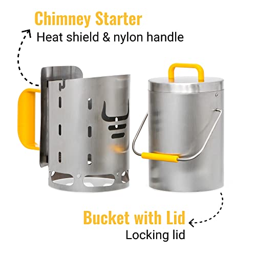 image for YAK GRILLS Firestack Duo - Compact Stainless Steel Charcoal Chimney St