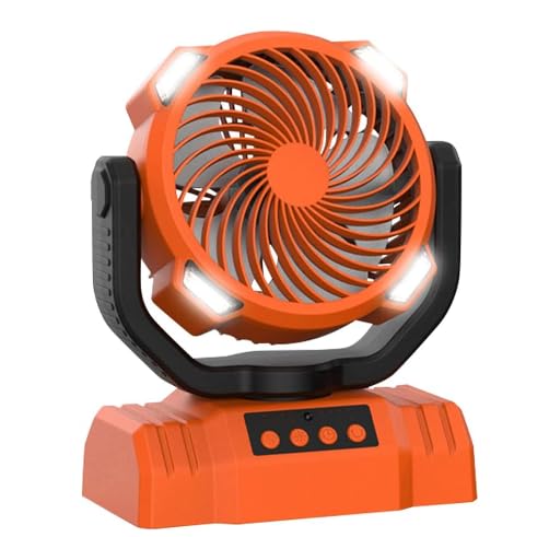 Trongle Camping Fan,10000mAh Auto-Oscillating LED Light Rechargeable Desk Fan with Hook & Storage Bag, USB Tent Fans, 4 Speeds, Timers, Perfect for Outdoor, Fishing, Father Day Gifts, World Cup