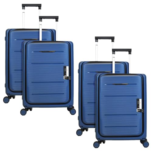 Image of Kuber Industries Luggage Bag | Trolley Bags for Travel | Collapsible Luggage Bag | Travelling Bag | Trolley Bags for Suitcase | Lightweight Luggage Bag | 20 Inch | Pack of 4 | Navy Blue