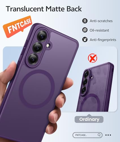 Image of FNTCASE for Samsung Galaxy S26+ Plus Case: [Fit for Magsafe] [Full Camera Protection + Screen Protector] Translucent Matte Military Grade - Shockproof Protective Phone Cover for S26 Plus - Deep Purple