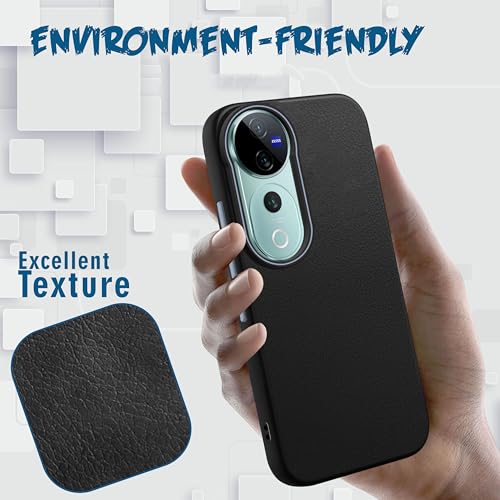 Image of V-TAN Leather Textured | TPU Back Cover Case Compatible with Vivo V40 Pro 5G (Black)