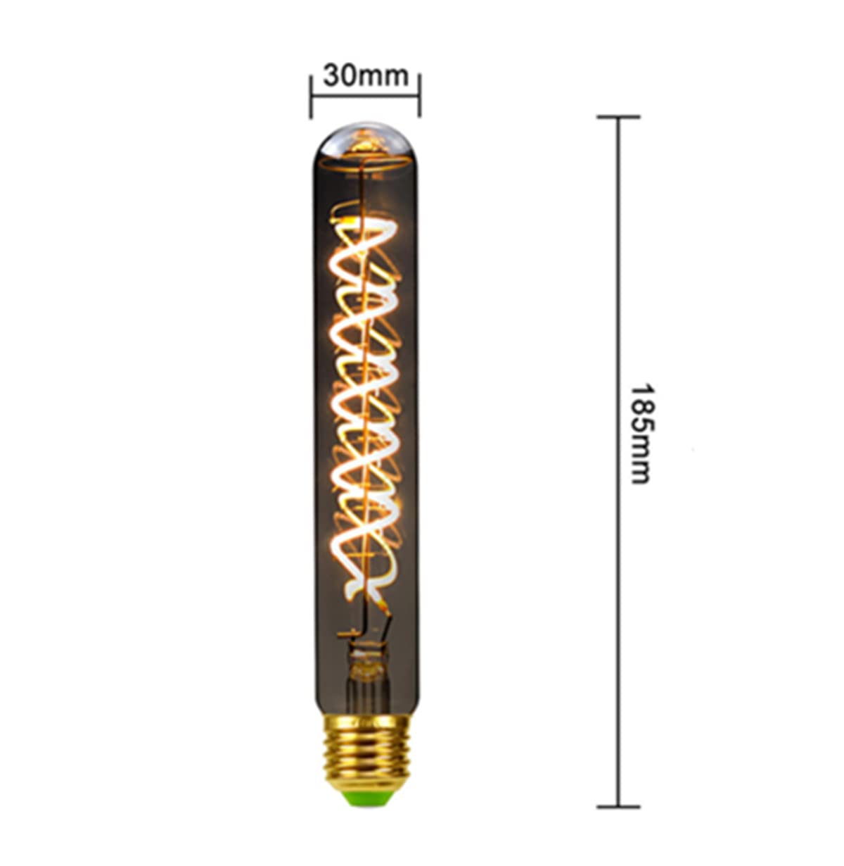 LED Edison Birne, Vintage Spiralfaden Glühbirne 4W E27 Sockel, Dekorative Glühbirne aus rauchgrauem Glas für Hochzeit im Schlafzimmer (2 Packung, T185)