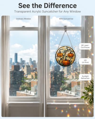 Image of Acrylic Jigsaw Puzzle Suncatcher Halloween Pumpkin Adult Puzzles Gift 7.8 inch