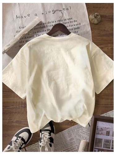Image of RoseSeek Women's Cute Embroidered Tops Crew Neck Short Sleeve T Shirts Casual Going Out Tops