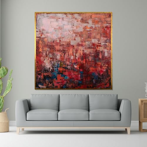 Toile abstraite rose pour salon chaleureux - Art mural moderne de chambre