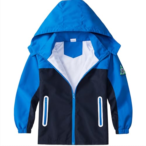 Image of Boys Rain Jacket with Detachable Hood Lightweight Raincoats for Kids