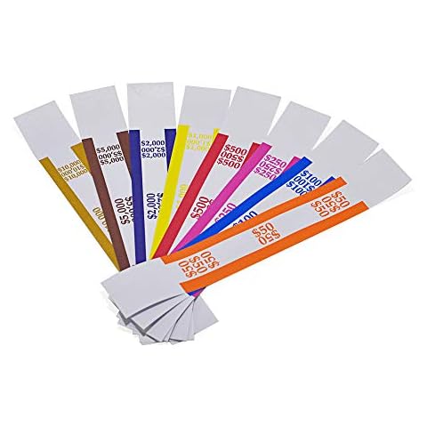 L LIKED Pack of 400 Money Band Bundles Self Sealing Currency Straps for Bill Wrappers (50 of Each - 400 Assorted) Cover