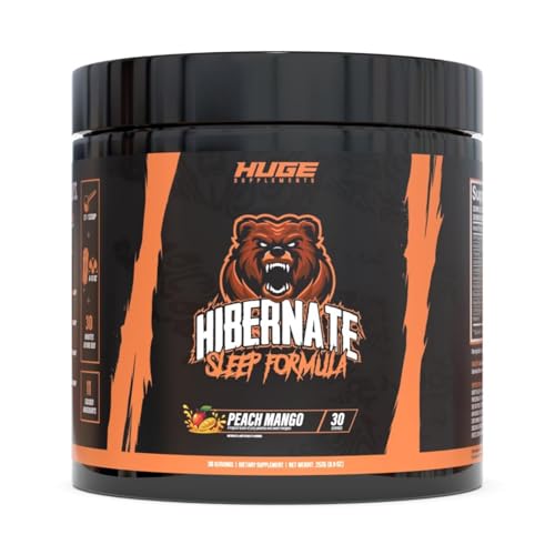 Hibernate Sleep Supplement Complete & Optimally Dosed Sleep Recovery Formula Relax & Unwind Includes GABA Valerian Root Melatonin 5-HTP & More (30 Servings) (Peach Mango)