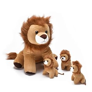 Stuffed Lion Plush – Stuffed Mommy Lion with 3 Stuffed Baby Lions Inside – Soft Stuffed & Plush Toys for Girls, Boys, Teens – Gift Surprise Matching Stuffed Animals for Kids Birthday