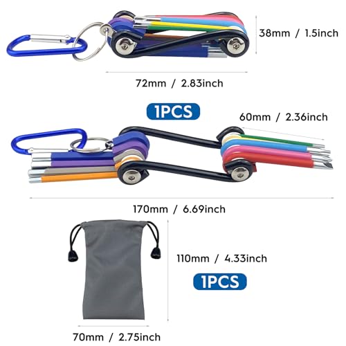 Irenwarl Professional Folding Hexagonal Wrench Set 9 Pieces - Pocket Set for Repair and Assembly, Multicolor - Image 2