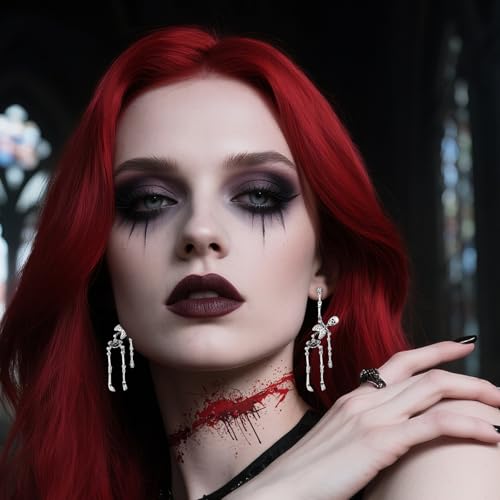 Punk Halloween Earrings for Women,Witch Skull Skeleton Dangle Earrings for Women,Scary Halloween Party Earring for Halloween Accessories2
